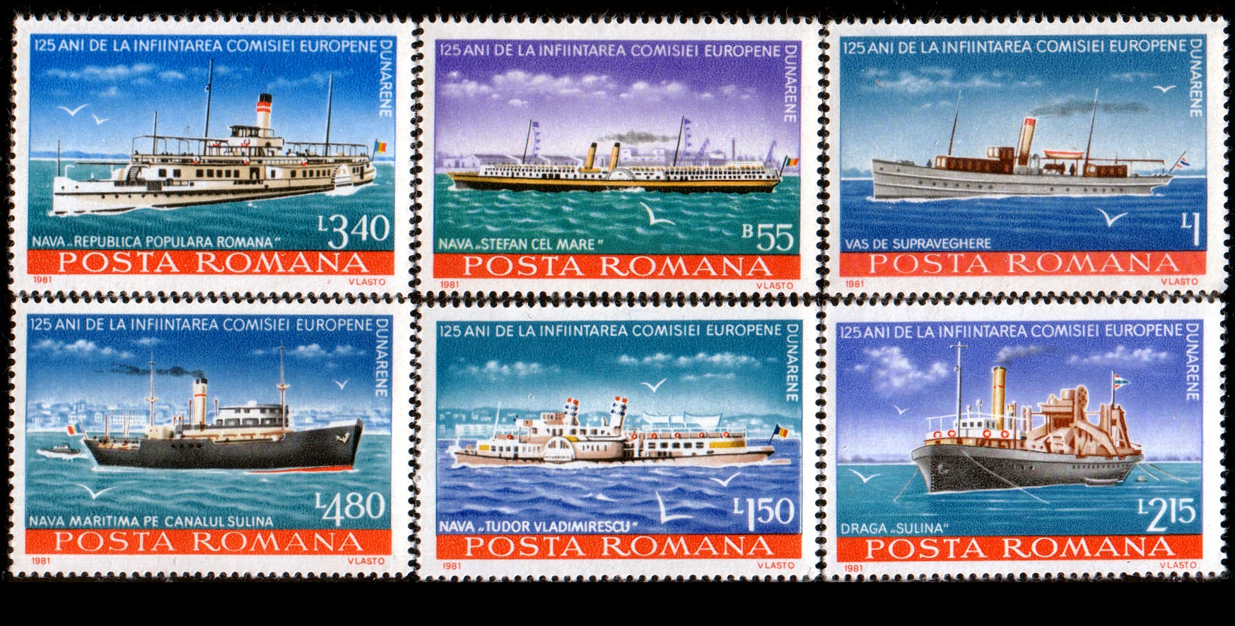 1981 - comisia Europeana a Dunarii, vapoare, serie neuzata