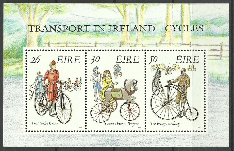 Irlanda 1991 - Biciclete, ciclism, bloc neuzat