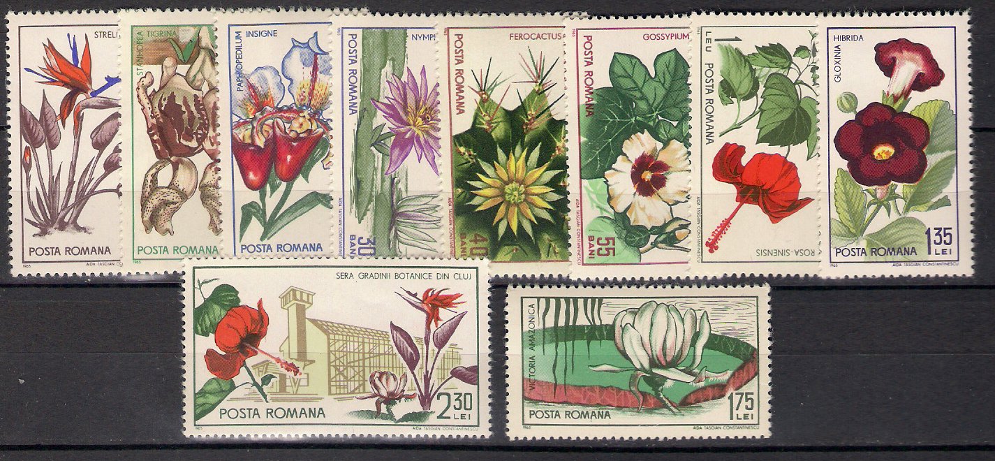 1965 - Flori, gradina botanica, serie neuzata