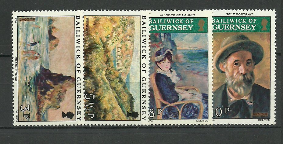 Guernsey 1974 - Picturi Renoir, serie neuzata