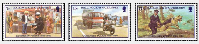 Guernsey 1980 - Politia, aniversare, serie neuzata