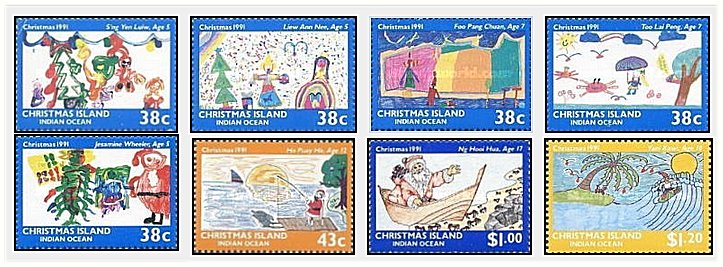 Christmas Island 1991 - Craciun, desene de copii, serie neuzata