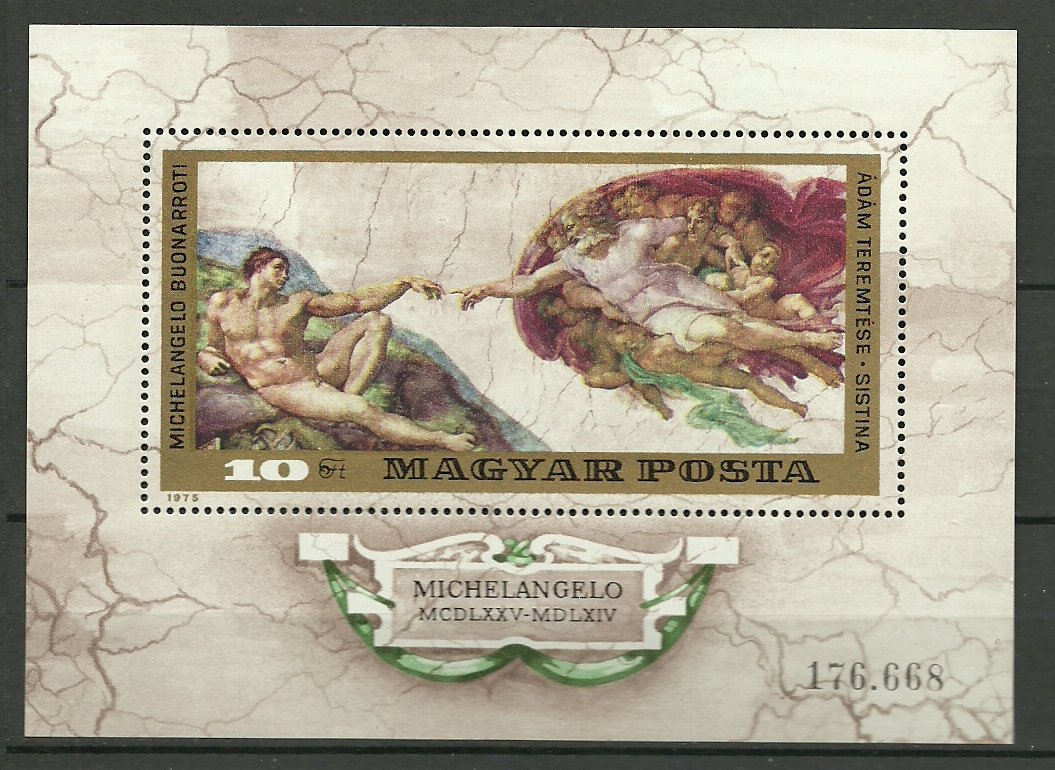Ungaria 1975 - Michelangelo, arta, colita neuzata
