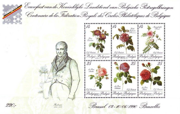 Belgia 1990 - Flori, expo, trandafiri, bloc neuzat