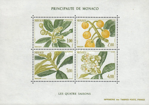 Monaco 1985 - fructe, bloc neuzat