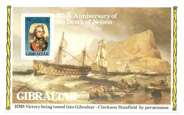 Gibraltar 1980 - 175th anniv. Nelson, colita neuzata