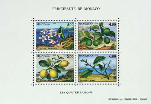 Monaco 1990 - Flora, fructe, bloc neuzat