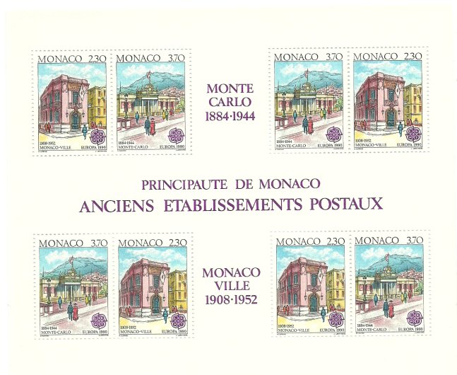 Monaco 1990 - Europa-arhitectura, bloc neuzat