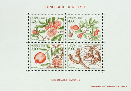 Monaco 1989 - Flori, fructe, bloc neuzat