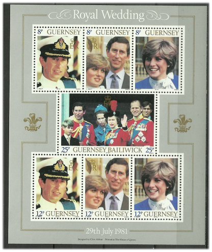 Guernsey 1981 - Royal Wedding, Diana, bloc neuzat