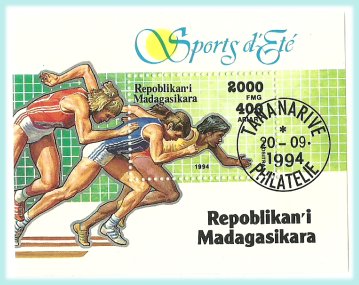 Madagascar 1994 - sport, colita stampilata