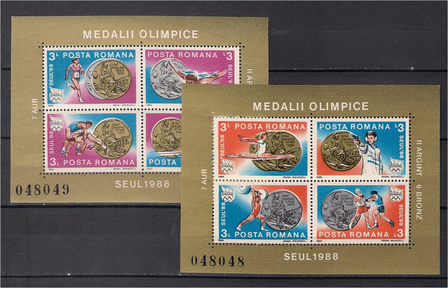 1988 - Medalii Olimpice Seoul, blocuri neuzate