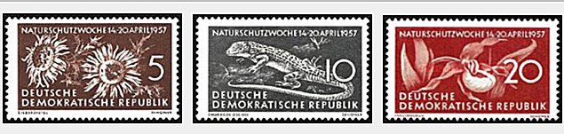 DDR 1957 - Protectia naturii, fauna-flora, serie neuzata