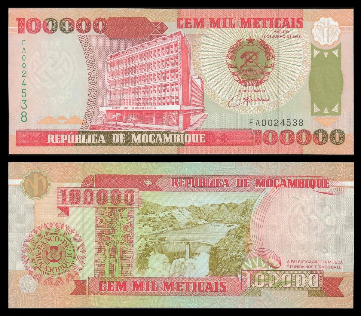 Mozambic 1993 - 100.000 meticais UNC