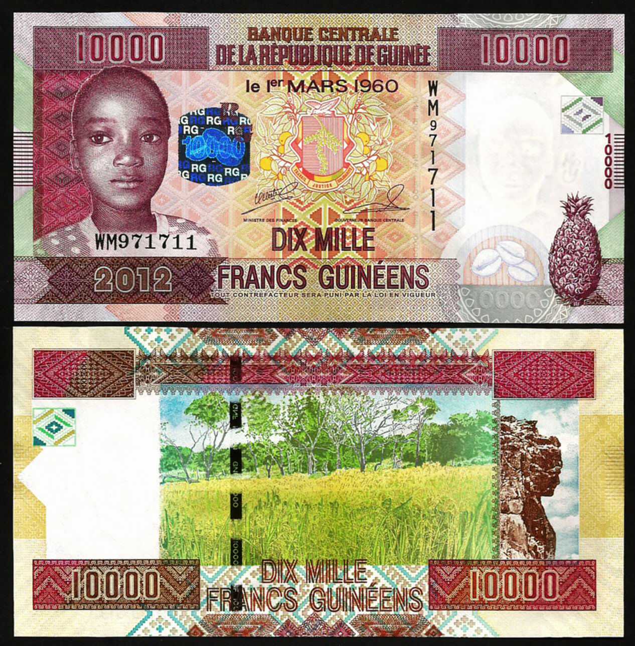 Guinea 2012 - 10000 francs UNC