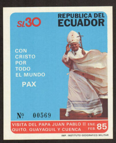 Ecuador 1985 - Vizita Papei, colita ndt neuzata