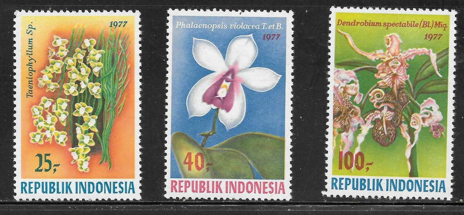 Indonesia 1977 - Flori, orhidee, serie neuzata