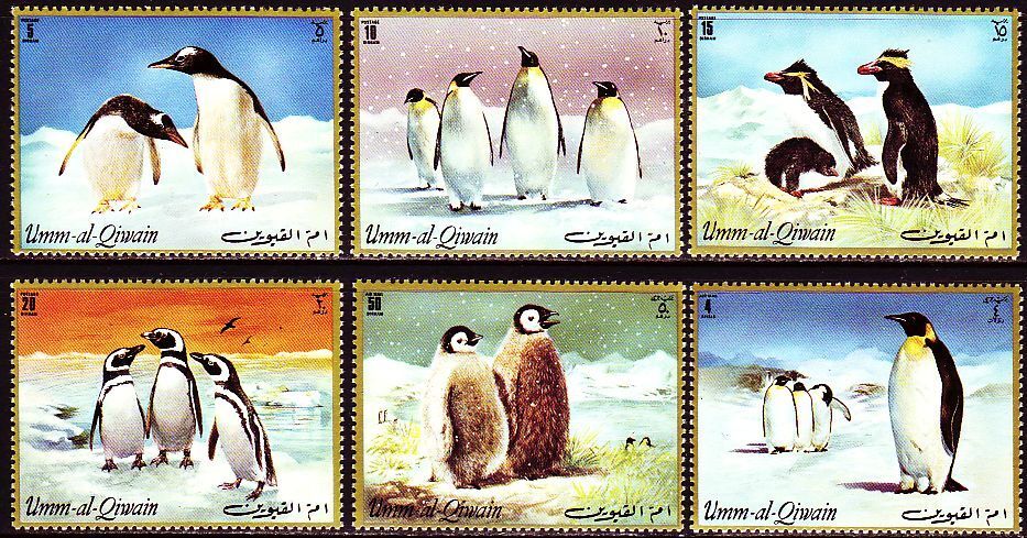 Umm al Qiwain 1971 - Fauna, pinguini, serie neuzata