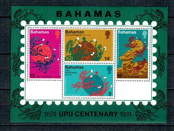 Bahamas 1974 - Centenarul UPU, bloc neuzat