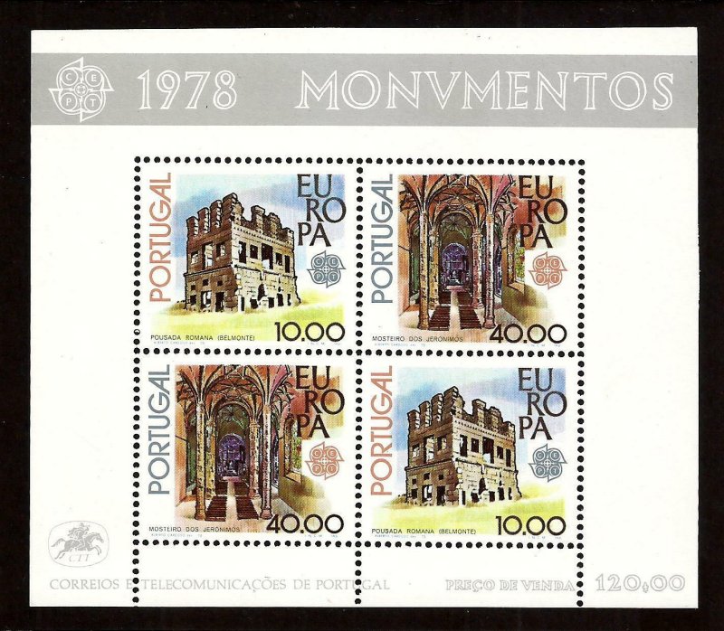 Portugalia 1978 - Europa, monumente, bloc neuzat
