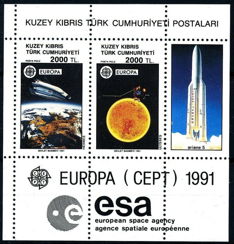 Cipru Turcesc 1991 - Europa, CEPT, cosmonautica, bloc neuzat