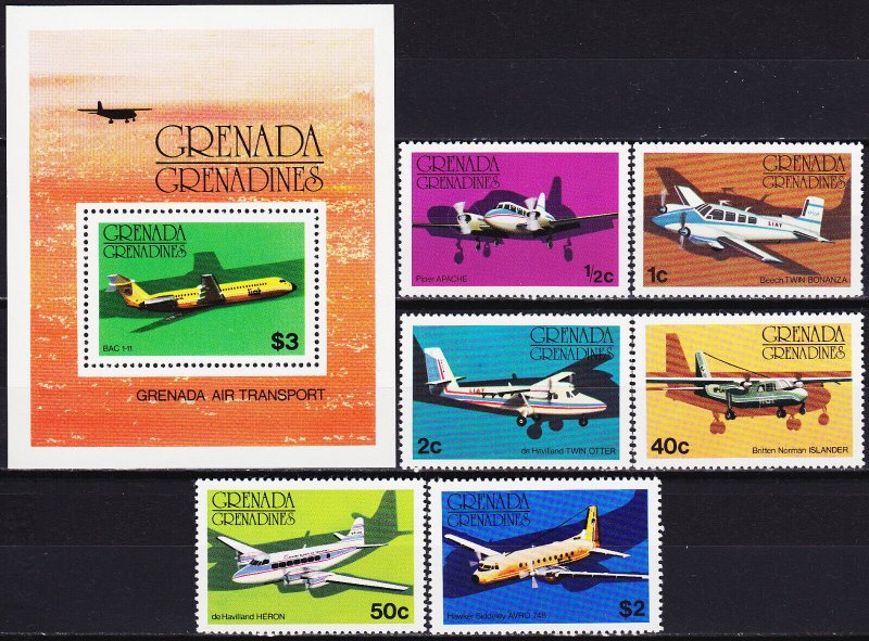 Grenada Grenadines 1976 - Avioane, aviatie, serie+colita neuzata