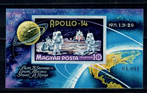 Ungaria 1971 - Apollo 14, cosmonautica, colita ndt neuzata