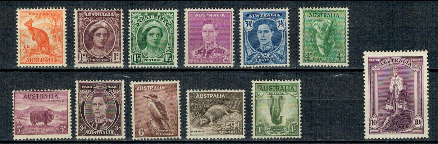 Australia 1937/49 - Uzuale, serie incompleta neuzata
