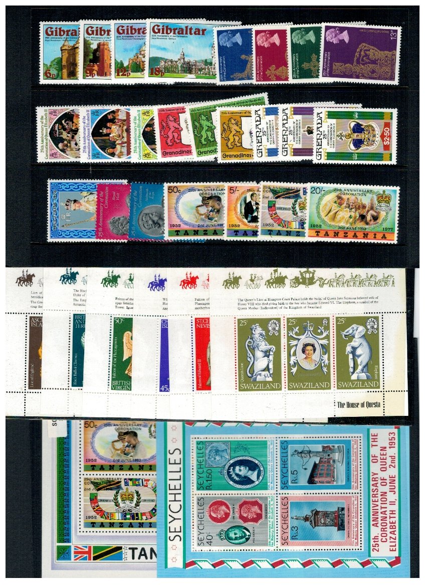 Lot timbre straine neuzate tematica Regina Elisabeta II, serii+b