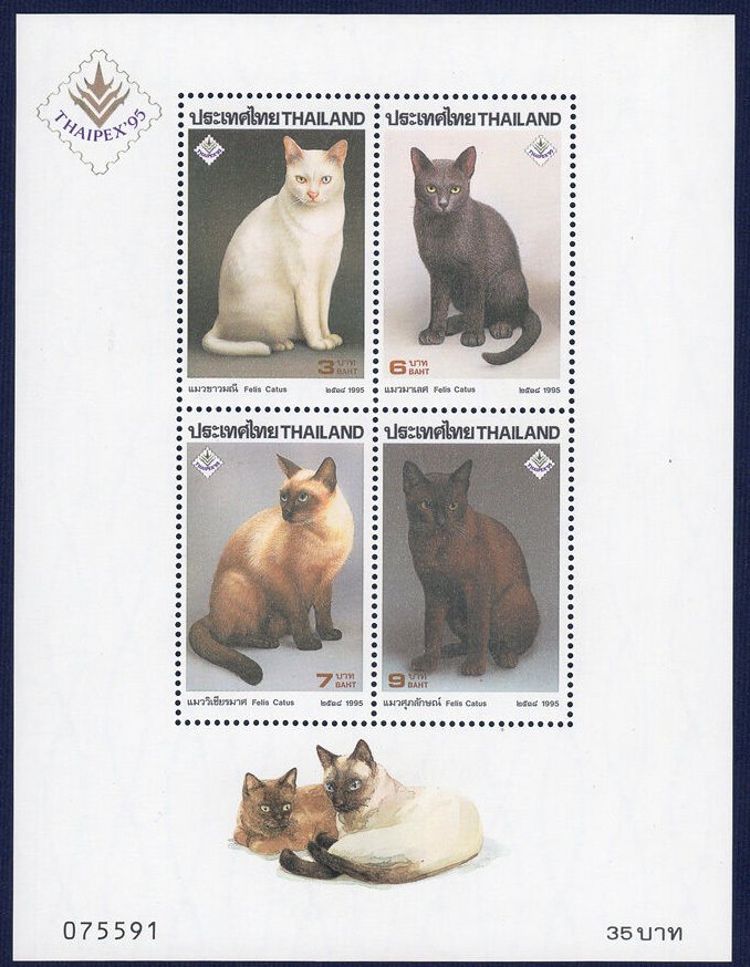 Thailanda 1995 - Pisici, bloc neuzat