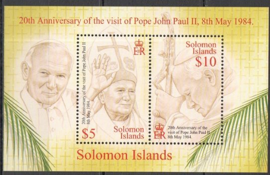Insulele Solomon 1984 Visit of Pope John Paul II colita neuzata