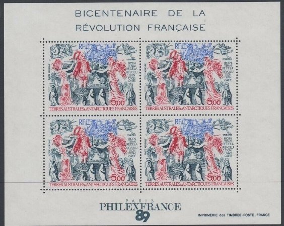 French South and Antarctic Terr. 1989 - Philexfrance, bloc neuza