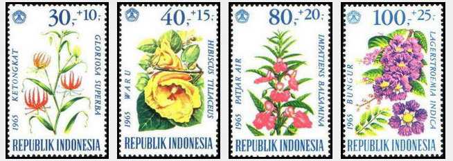 Indonesia 1965 - Flori, serie neuzata