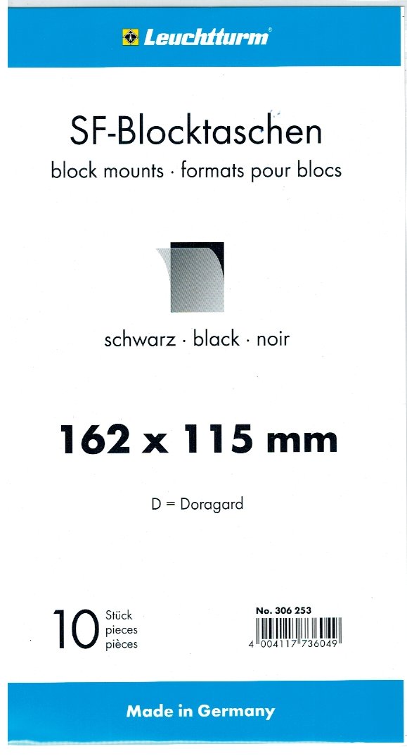 Posete pentru timbre 217x125mm, spate negru, Doragard