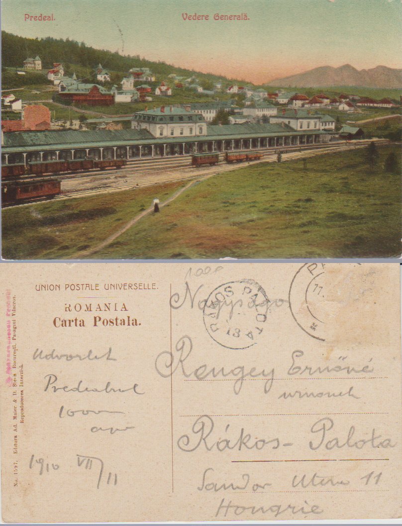 Predeal 1910 - Gara, tren, vedere circulata
