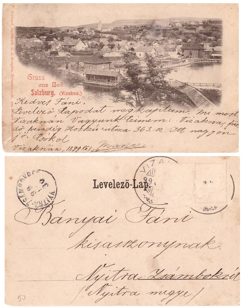 Ocna Sibiului 1899 - ilustrata circulata
