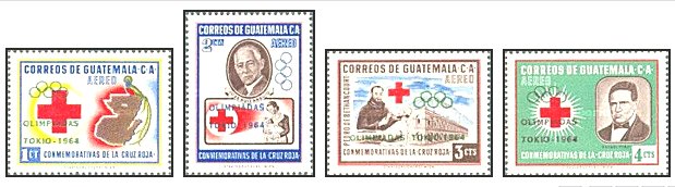 Guatemala 1964 - Jocurile Olimpice Tokio-crucea rosie, serie neu