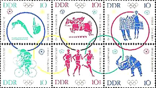 DDR 1964 - Jocurile Olimpice Tokyo, sport, serie neuzata in bloc