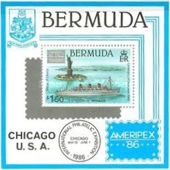 Bermuda 1986 - expo Ameripex, vapoare, colita neuzata