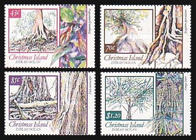 Christmas Island 1991 - arbori, flora, serie neuzata