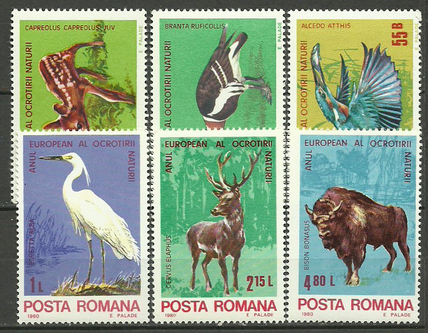1980 - Ocrotirea naturii, fauna, serie neuzata