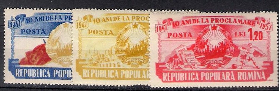 1957 - 10 ani de la proclamarea RPR, serie neuzata