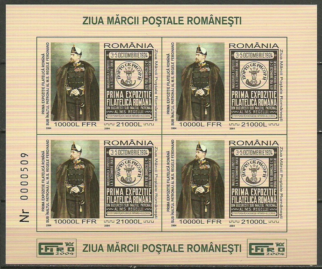 2004 - Ziua marcii postale, bloc neuzat