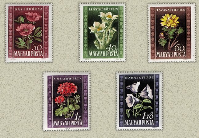 Ungaria 1950 - Flori I, flora autohtona, serie neuzata