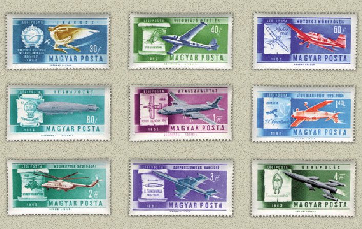 Ungaria 1962 - Zborul, aviatie, serie neuzata