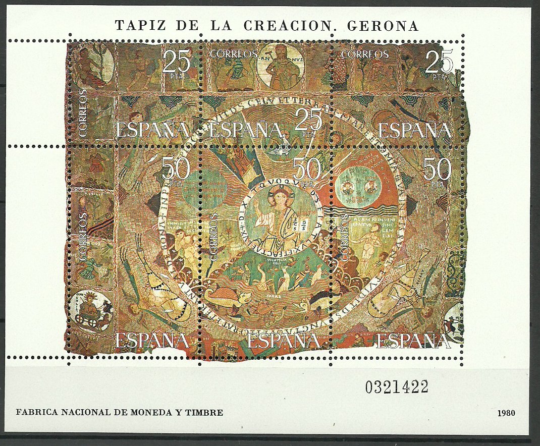 Spania 1980 - tapiteria de la Gerona, bloc neuzat