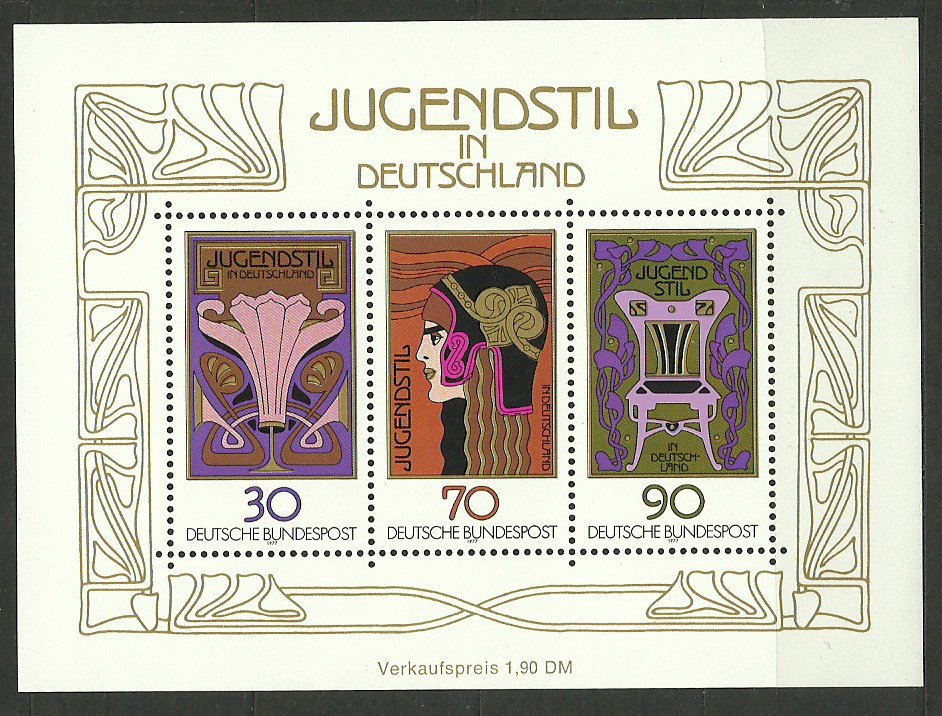 Bundes 1977 - Jugendstil, arta, bloc neuzat