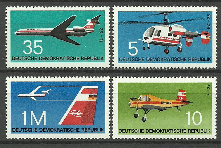 DDR 1972 - aviatie, avioane, elicoptere, serie neuzata