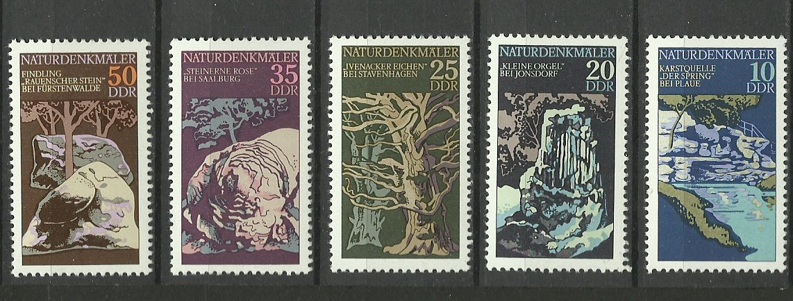DDR 1977 - monumente ale naturii, serie neuzata