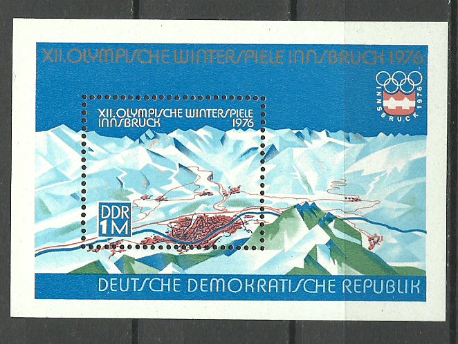 DDR 1975 - Jocurile Olimpice Innsbruck, colita neuzata